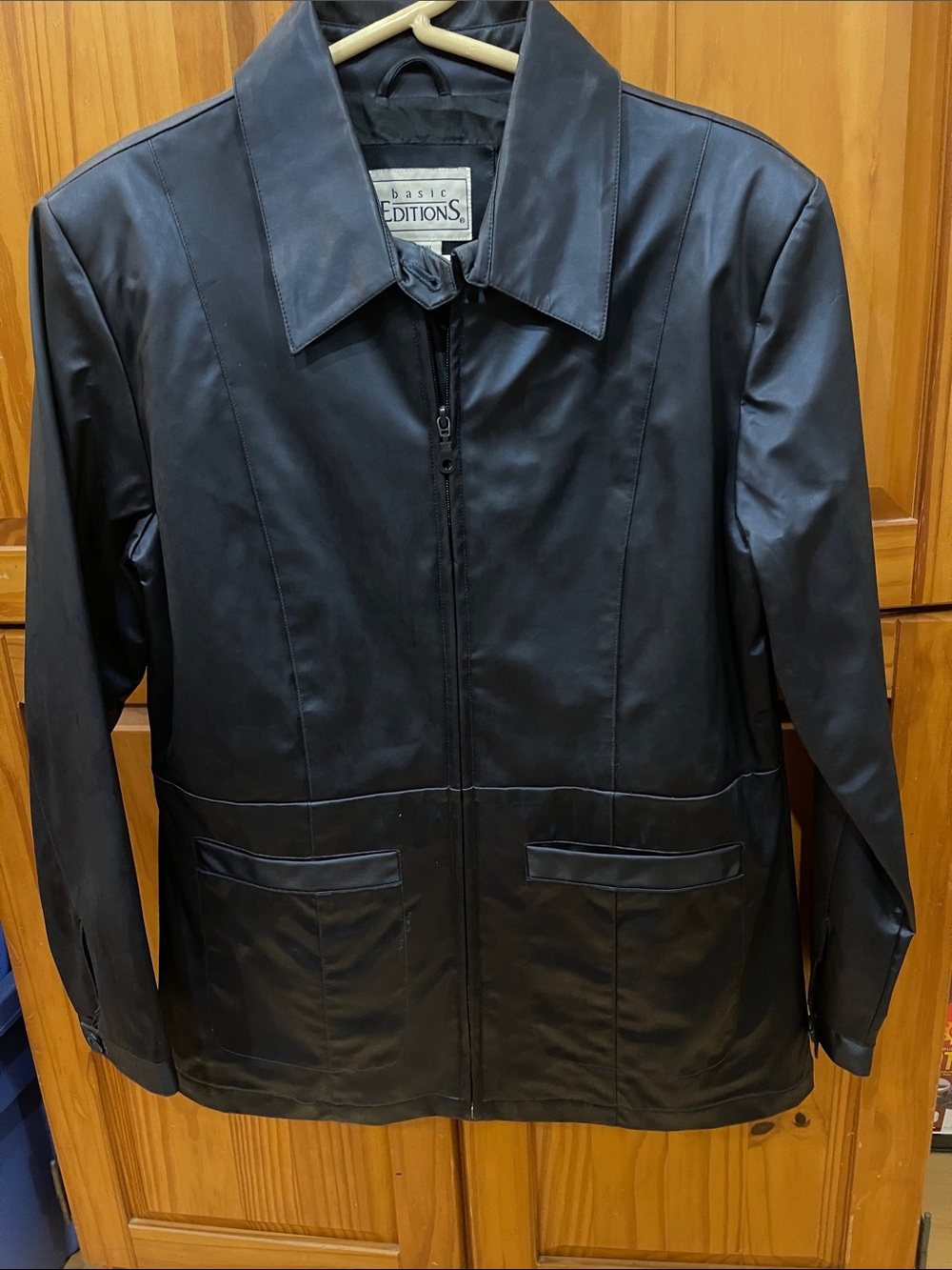 Vintage! Basic Editions Blue Shimmer Lightweight Zip Rain Jacket